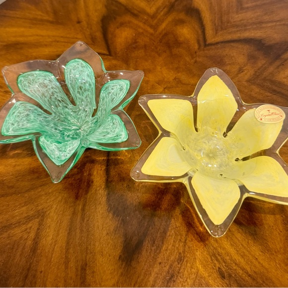 2 Murano Art Glass Flower Shaped Votive Candle Holders Made In Italy - Picture 4 of 8